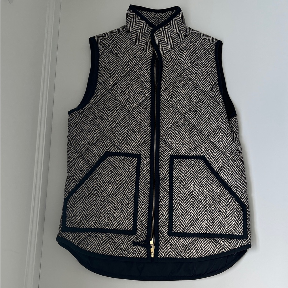 JCrew Women's Black and White Herringbone Vest